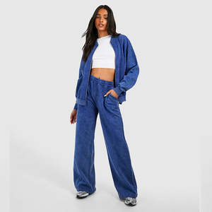 Custom Vintage Sun Faded Fleece <b>French</b> Terry Drop Shoulder Heavyweight Regular Fit Two Piece Set Short Sand Acid Stone Wash Made - Product Image 1