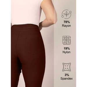 Pantalon de yoga taille haute grande taille, extensible, infroissable, tricoté, coupe droite, pour le bureau ou décontracté, 5 poches, ajusté - Product Image 3