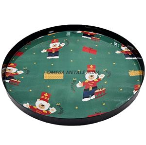 Plateaux de service ronds élégants en argent noir et or avec des motifs détaillés parfaits pour servir des collations et améliorer la décoration - Product Image 6