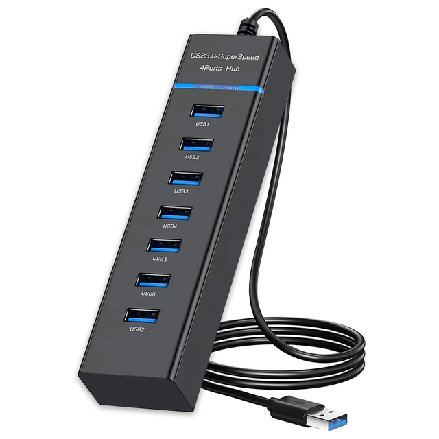 USB Hub 3.0, 7-Port USB Data Hub Splitter for Laptop, PC, MacBook, Mac Pro, Mac Mini, IMac, Surface Pro and More USB Devices