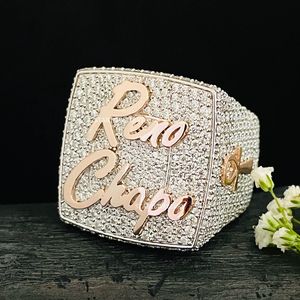 Bague de championnat Hip Hop STAR JEWELRY en argent sterling 925 avec moissanite VVS taille brillant classique sertie à griffes, or rose 10K - Product Image 1