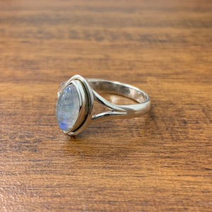 Rose Gold & Rhodium Plated 2.8 Grams Moonstone <b>Solitaire</b> <b>Ring</b> with Asscher Cut Diamond Bezel Setting for Gift - Product Image 1