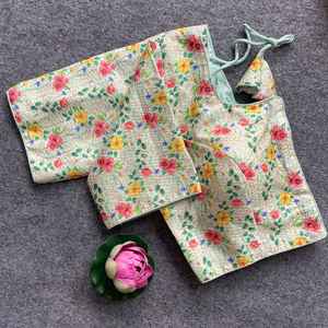 Blusa de algodón y seda de primera calidad, lista para usar, con estampado digital floral y trabajo aari para adultos - Product Image 6