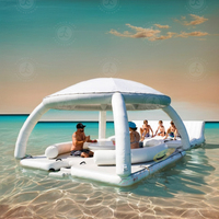 Drop Stitch Giant 6 Personnes Gonflable Dock Flottant Eau Natation Mer Plateforme pour Lac Avec Tente
