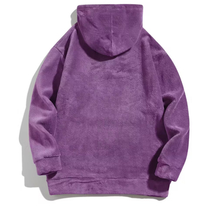 Sweat à capuche en fourrure de service OEM pour hommes Top tendance confortable couleur unie violet pull grande taille sweats à capuche en fourrure - Product Image 2