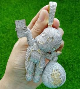 Colgante de moissanita para bolsa de dinero, Diamante de VVS1 moissanita, colgantes helados, joyería personalizada, regalos para él, joyería de plata - Product Image 2