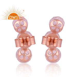 ต่างหูอัญมณีควอตซ์ธรรมชาติชุบทองโรสเตอร์ลิง925เงินสเตอริ่งแบบปรับแต่งได้ - Product Image 4