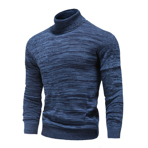 Suéteres de cuello alto para hombre de otoño invierno 100% algodón Slim Fit Casual Color sólido nuevas prendas de punto con técnicas teñidas lisas" - Product Image 5