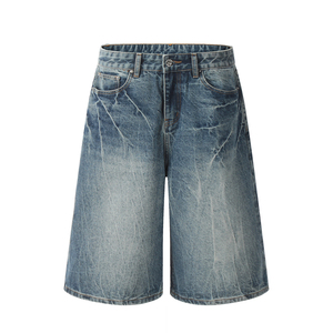 OME-Jean ample à coupe ample pour homme, vêtement de ville en vrac délavé à l'acide, short en jean surdimensionné Y2K, 3/4 de longueur - Product Image 2