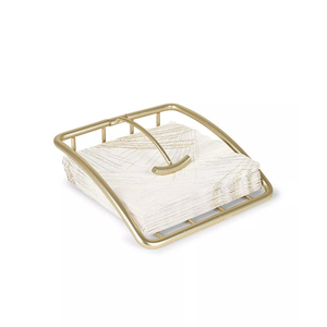 Porte-serviettes doré Vaisselle de salle à manger Ustensiles de cuisine avec base en bois de couleur marron Simple et élégant Porte-serviettes de table élégant - Product Image 2