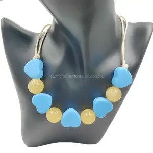 Collar llamativo colorido de moda con estilo, collar de cadena de cristal de resina multicolor, regalo para mujeres y niñas - Product Image 6