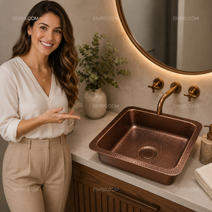 DIVRIS Lavabo en céramique fait main moderne, vasque simple à un trou, à poser sur comptoir, surface polie, facile à nettoyer, pour salle de bain de luxe - Product Image 6