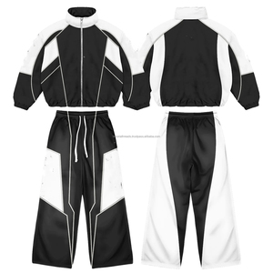 Wholesale Winter Casual Solid Blank Customized Logo <b>Embroidery</b> Breathable Lightweight Tracksuits Men's Nylon Windbreaker <b>Set</b> - Product Image 4