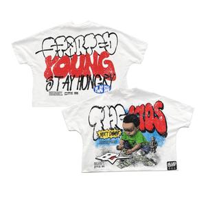 Usine Fabrication en gros de haute qualité 100% coton Logo personnalisé Streetwear Boxe Fit Crop T-shirts imprimés numériques pour hommes - Product Image 1