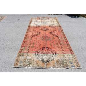 Tapis turc 4,8 x 10,8 pieds, grand tapis vintage, tapis en laine abstrait rouge - Product Image 1