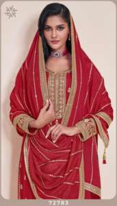 Fantaisie Tendance À La Mode Vêtements Ethniques Top Qualité Chinon Salwar Costume Broderie Travail Avec Sarara Femme À Vendre - Product Image 5