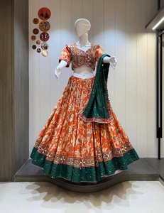 Ensemble de mariage et de Navratri haut de gamme Gaji Shartin Chaniya Choli avec blouse brodée Gamthi et dupatta en coton, pour 25 fanta gamti choli as - Product Image 1