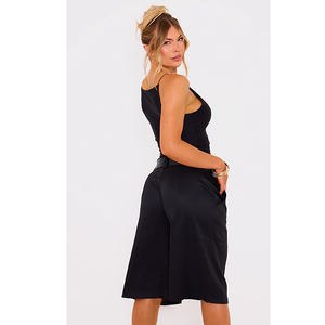 Haute qualité personnalisé femmes élégant noir Slinky robe d'épaule à bretelles décontracté col droit haut fabrication en gros - Product Image 2