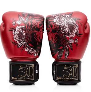 ถุงมือชกมวยสีแดงคุณภาพสูง ลายดอกไม้ สำหรับฝึกซ้อมและต่อยมวย - Product Image 3