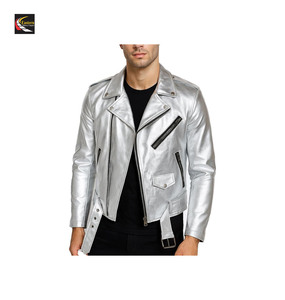 แจ็กเก็ตมอเตอร์ไซค์สีเงินเงาวาวผลิตโดยโรงงานจำนวนมาก - Product Image 5