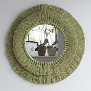 Espejos marroquíes hechos a mano con flecos, decoración boho para pared, marco artesanal de rafia, decoración natural para el hogar, diseño étnico único, idea de regalo. - Product Image 1