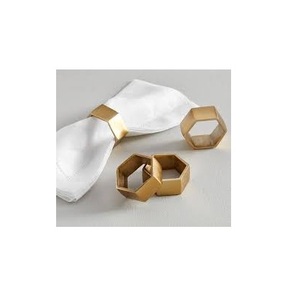 Servilletero redondo de latón para accesorios de vajilla de cocina servilletero de latón con forma hexagonal - Product Image 1