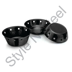 Round <b>Bread</b> <b>Basket</b> Single Wall With Black Color and Hammering Metal <b>Basket</b> Stainless Steel Vegetable <b>Baskets</b> Stainless Steel - Product Image 1