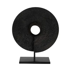 Statue décorative ronde texturée moderne en aluminium rose de bungalow ou sculpture polie moderne texturée moderne de maison de Sagebrook - Product Image 5