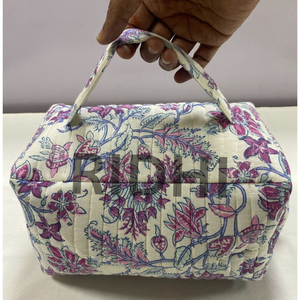 Bolsa de Mano Acolchada de Algodón con Pétalos de Arándano, Ecológica y Floral, con Cierre, Asa Frontal, Reutilizable, para Viajes, Compras, Cosméticos, Grande y Portátil - Product Image 6
