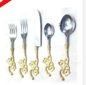 unique look golden finished metal stainless steel cutlery with flower design <strong>handle</strong> for hotel restaurant and bar - Product Image 2