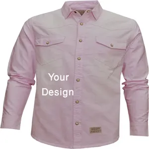 孟加拉国高品质时尚供应商出口导向批发价格纯色牛仔长袖衬衫