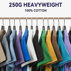 เสื้อยืด250 GSM ทรงโอเวอร์ไซส์สำหรับผู้ชายเสื้อยืดผ้าฝ้าย100% ไหล่ตกพิมพ์ลายกราฟิกปรับแต่งได้ - Product Image 2