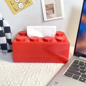 Boîte à mouchoirs de style LEGO, design cartoon, en plastique, avec matériaux en laiton et en tissu - Product Image 3