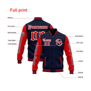 Concept créatif Veste universitaire personnalisée en laine et cuir Marque unique avec broderie sur le devant Col montant Logo Modèle MCACVJ-205 - Product Image 2