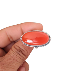 Anillo clásico de joyería para mujer, joyería de estilo bohemio de Plata de Ley 925, piedra preciosa cornalina, anillo hecho a mano, regalo para esposa - Product Image 1