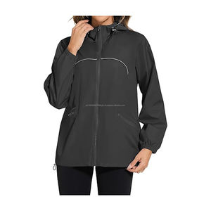 Chaqueta Cordura impermeable para mujer con capucha, cortavientos reflectante empacable, informal, talla XL, impermeable ligero y a prueba de viento - Product Image 1