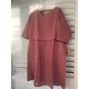 Vestido de Lino PADMA - Elegante Vestido Halter con Corte Imperio, Largo hasta el Suelo, Ajuste Holgado, Transpirable, con Estampado a Cuadros Carmesí, Ideal para Fiestas Diurnas, Graduaciones y Eventos Formales de Primavera - Product Image 2