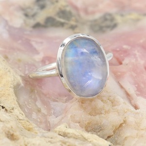 Handmade Oval Natural Blue Moonstone Engagement <b>Ring</b> Vintage 925 Sterling Silver <b>Indian</b> Fine Jewelry Third Party Certified June - Product Image 1