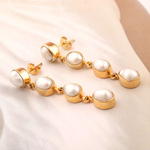 Pendiente colgante de gota de perla de agua dulce auténtica para mujer, diseño minimalista ligero, uso diario, gota colgante - Product Image 2