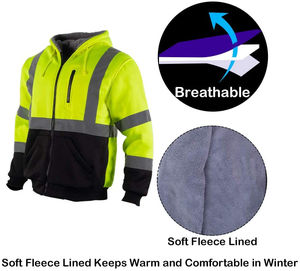 Chaqueta de Seguridad Reflectante de Alta Visibilidad Personalizada para Hombre, Sudadera con Capucha y Cremallera, Chaqueta de Seguridad de Manga Larga con Cremallera para Hombre - Product Image 3
