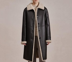 Chaqueta de cuero con cuello vuelto personalizada para mujer, transpirable, a prueba de viento, forro de poliéster, patrón sólido, manga larga, Otoño Invierno - Product Image 2