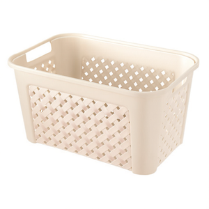 Arianna Plastic <b>Storage</b> <b>Basket</b> 58x38x33 Cm With Lid Angora Color Lattice Design - Product Image 2