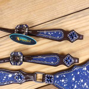 Western Leather Horse Headstall & Breastplate Set Western <b>Equestrian</b> Headstall Breast Collar Set - Product Image 3