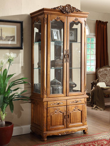 Romantic and Luxurious Handmade Teak High Side Cabinet <b>Storage</b> with <b>4</b> Doors and 2 <b>Drawers</b> with Grapes Carving for Living Room - Product Image 2