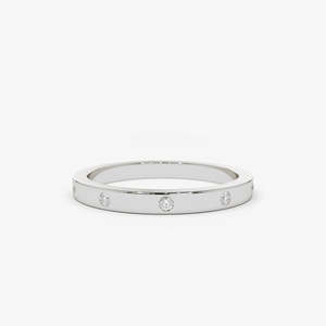 Anillo de Boda de Diamante Cultivado en Laboratorio Pulido, 0.10 Ctw, Color G, Claridad SI, Oro Sólido de 14K, Pieza para Uso Diario y en Capas para Mujer - Product Image 1