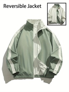 Veste coupe-vent réversible personnalisée pour homme, légère, à capuche, zippée, pour le cyclisme, la course à pied et la pluie - Product Image 1