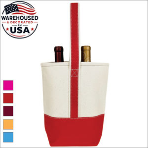 Sac fourre-tout décontracté en toile pour 2 bouteilles de vin avec poignées en toile – Idéal pour les voyages et les cadeaux - Product Image 1