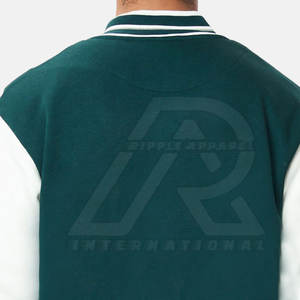 เสื้อแจ็กเก็ตเลตเตอร์แมนสำหรับผู้ชาย, เสื้อผ้าแนวสตรีทอบอุ่นใหม่ปกตั้ง100% ผ้าฝ้ายสีทึบปรับแต่งบริการ - Product Image 6