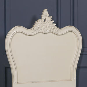 Lit simple classique pour enfant en bois de mahogany massif avec cadre sculpté et finition peinte en blanc. - Product Image 3