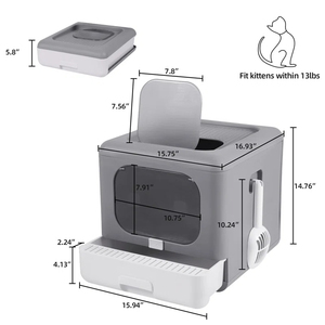 Anti Splash Grote Gesloten Kattenbak Met Opvouwbaar Plastic Ontwerp En Geurcontrole - Product Image 2